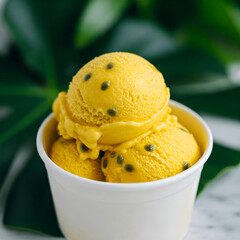 Passion Fruit and Mango Ice Cream Scoops