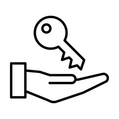 物件引き渡しで鍵を渡す線画アイコン
