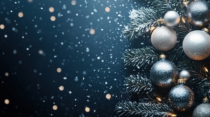 Festive Christmas tree with ornaments