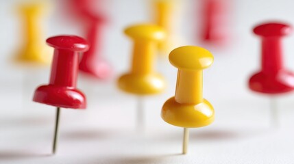 Close-up of colorful push pins