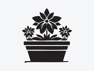 Flower Vase Silhouette Vector with Elegant Floral Arrangement for Home Decor, Botanical, and Interior Design Illustrations
