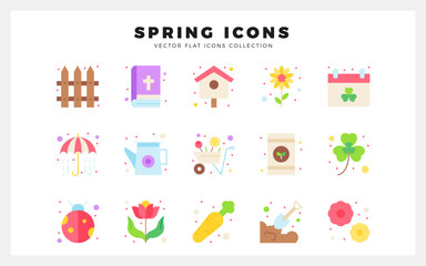 15 Spring Flat icon pack. vector illustration.