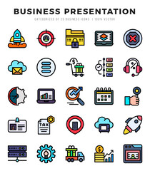 Business Presentation Icon Pack 25 Vector Symbols for Web Design.
