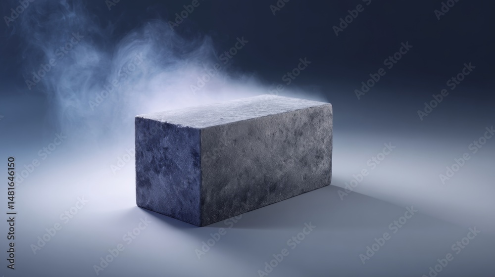 Poster sleek granite stage with drifting fog creates an engaging backdrop for product presentations in a mo