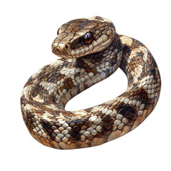 Fototapeta premium A watchful snake coiled ready for nature s dance with mesmerizing scales on transparent background