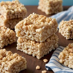 Stack of classic rice krispie treats