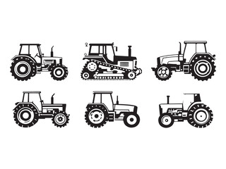 Tractor Line Style Art Icons