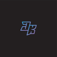 dinamyc line gaming concept monogram logo design letter amazing esport style JK