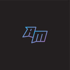 monogram logo design amazing esport style AM dinamyc line gaming concept letter