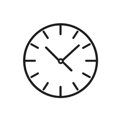 Clock icon with thin outline and long hands