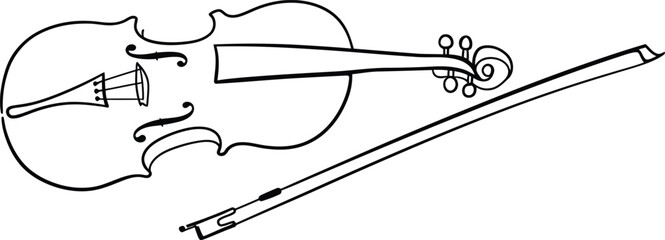 Minimalist Violin and Bow Vector