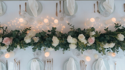 Elegant wedding table with floral centerpiece, a romantic celebration of love