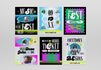 Black White Bold Bright Music Event Social Media Layout
