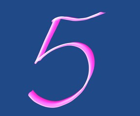 Five number. Modern icon number on blue background. Modern font. illustration