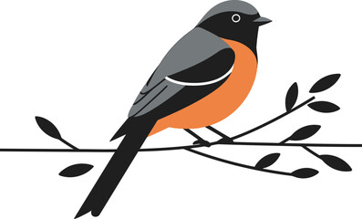 Minimalist Bird on Branch Vector