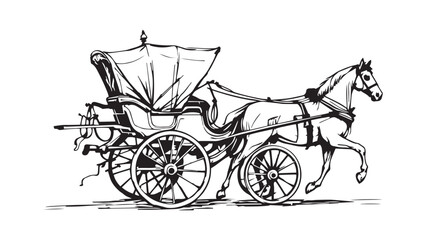 Horse Carriage line art