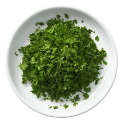 Freshly Chopped Parsley on a White Plate