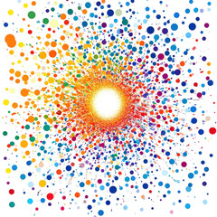 An explosion of rainbow colors erupting from a dark center representing a on transparent background