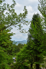 夏の岐阜県の岩村城趾から見た風景