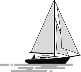 Minimalist Sailing Boat Vector