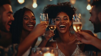 Friends Celebrating with Drinks