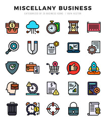 Miscellany Business Lineal Color icons collection. 25 icon set in a Lineal Color design.