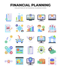 Fototapeta premium Collection of 25 Financial Planning Icons. Your Guide to Smart Financial Decisions