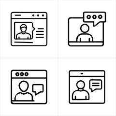 User Profile with Chat Video Call or Online Support icon set