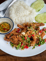 Cuisine Thailand style on top view. Select and soft focus.