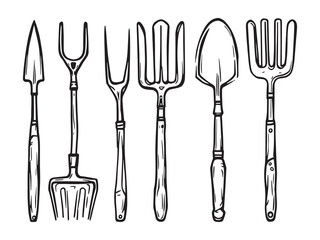 Weeder Tool Line Art Icons