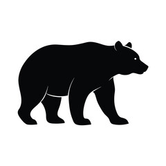 Silhouette of a walking black bear vector illustration on a white background