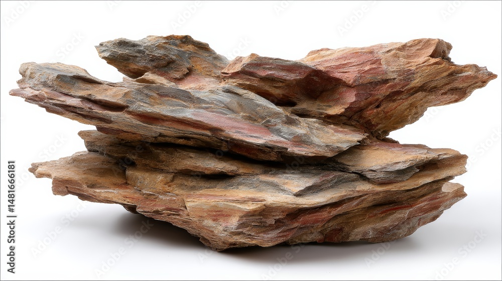Leinwandbilder jagged stone fragment isolated on a clean white background exhibits intricate natural textures, high