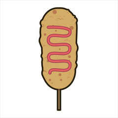 Corn Dog Colored Flat Illustration