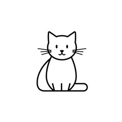 Obraz premium Simple Cat Outline Icon, Cat, Icon, Outline, Line art, Minimalist, Vector, Graphic, White background, Clean lines, Pet, Animal, Feline, Modern.