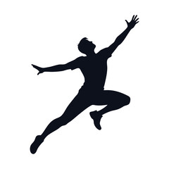 Silhouette of a Man Leaping Upwards with Open Arms