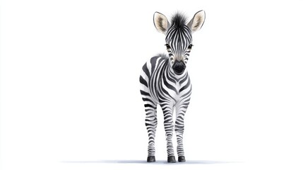 Adorable Baby Zebra Watercolor Painting - A cute baby zebra foal, depicted in a soft watercolor , symbolizes innocence, wildlife, nature, Africa, and childhood