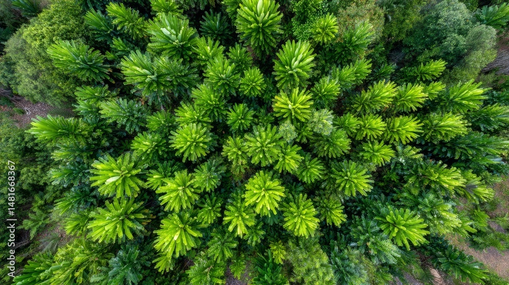 Poster capturing the essence of a dense jungle, this vibrant overhead view highlights interwoven vines and 