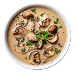 creamy mushroom soup with garnished topping  