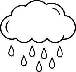 rain drops and cloud line art vector illustration outline