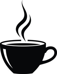 Illustration of Minimalist vector design of a coffee cup with steam, by a world-class graphic designer. no text, minimalist, abstract, clean white background