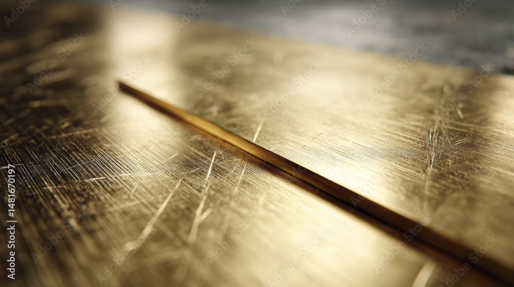 Poster close-up view emphasizes the intricate details of polished bronze metal, showcasing its warm sheen a