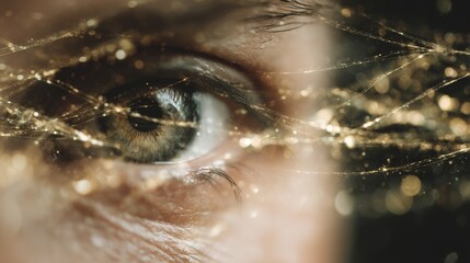 A close-up view of a person's silhouette overlays a modern digital interface, featuring glowing data streams that symbolize advanced technology and innovation