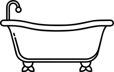 bathtub line art vector illustration outline