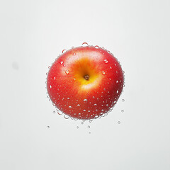 Floating red apple  on white background