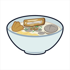 Bakso Colored Flat Illustration, Indonesian Traditional Food