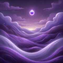 Abstract Purple Landscape with Soft Waves and Sphere