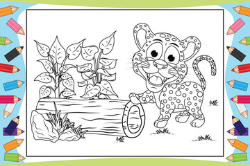 coloring Jaguar animal cartoon for kids