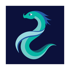 Fototapeta premium Stylized illustration of a colorful dragon vector against a dark navy blue background