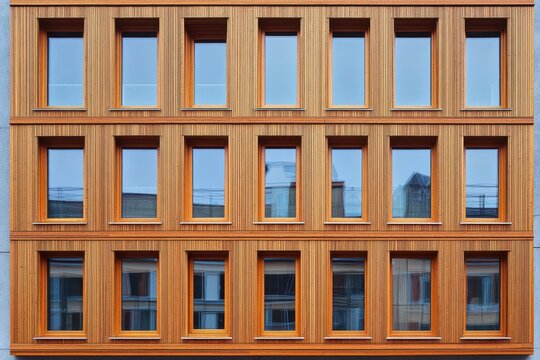 Modern facade with repeated rectangular windows