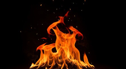 Obraz premium Realistic Flames Rising on Black Background in Ultra HD